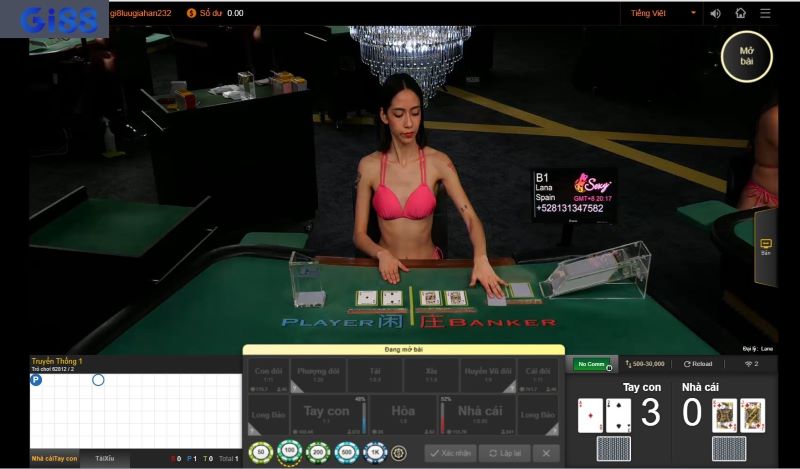Sảnh chơi casino trực tuyến tại GI88 có dealer phục vụ